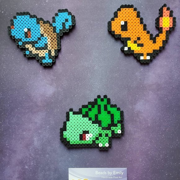 Squirtle Charmander Bulbasaur Magnets - Handmade Pokemon Home Decor - Kids Room - Picture 1 of 2